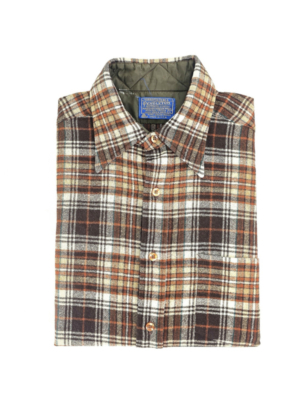 Pendleton Wool Shirt Mens L Vintage Plaid Flannel USA Board Shirt Brown - Picture 5 of 9